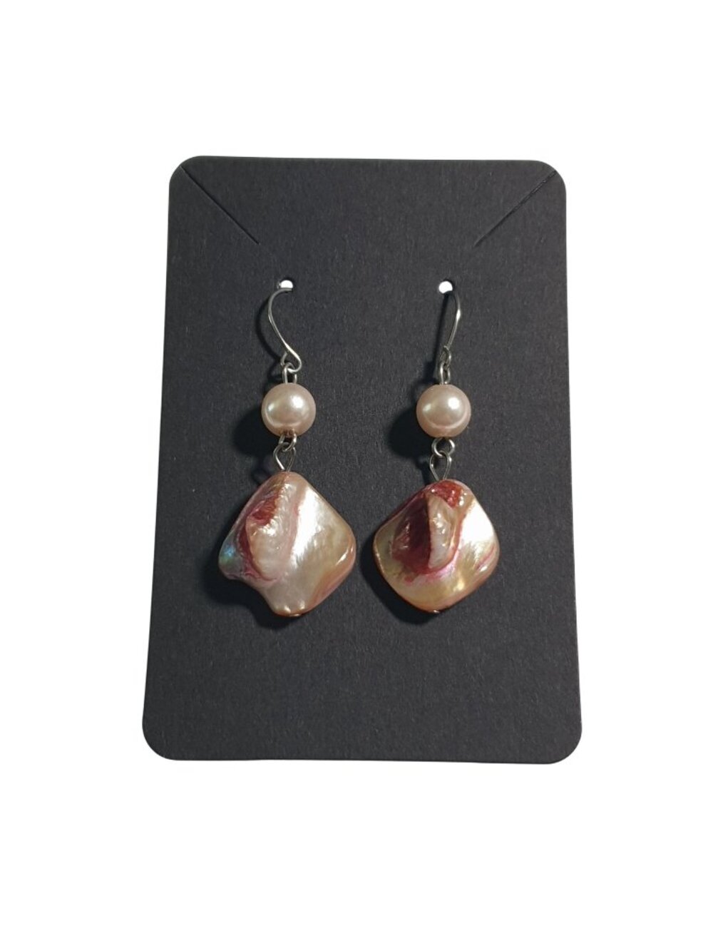 Iridescent Dangle Earrings Pink Mother of Pearl Shell Elegant Jewelry Beach Boho
